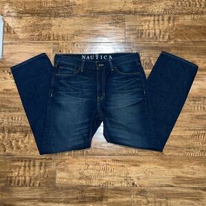 Like New Nautica Men’s Darker Wash Blue Jeans Classic fit Straight Leg. 34/30